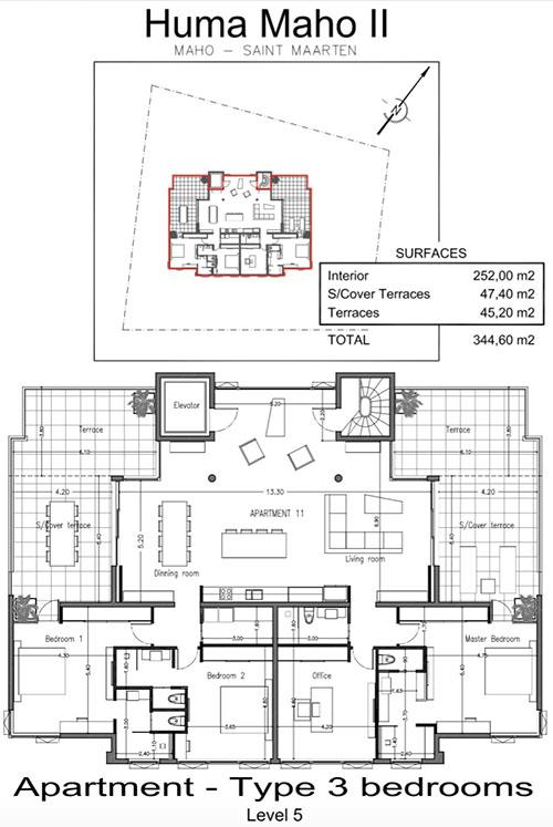 3-bedroom penthouse in Maho, Sint Maarten — photo 3